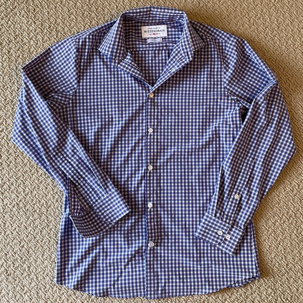Mizzen+Main Leeward Checkered Button Down Trim Fit Shirt Large